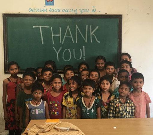 Children sharing a thank you message